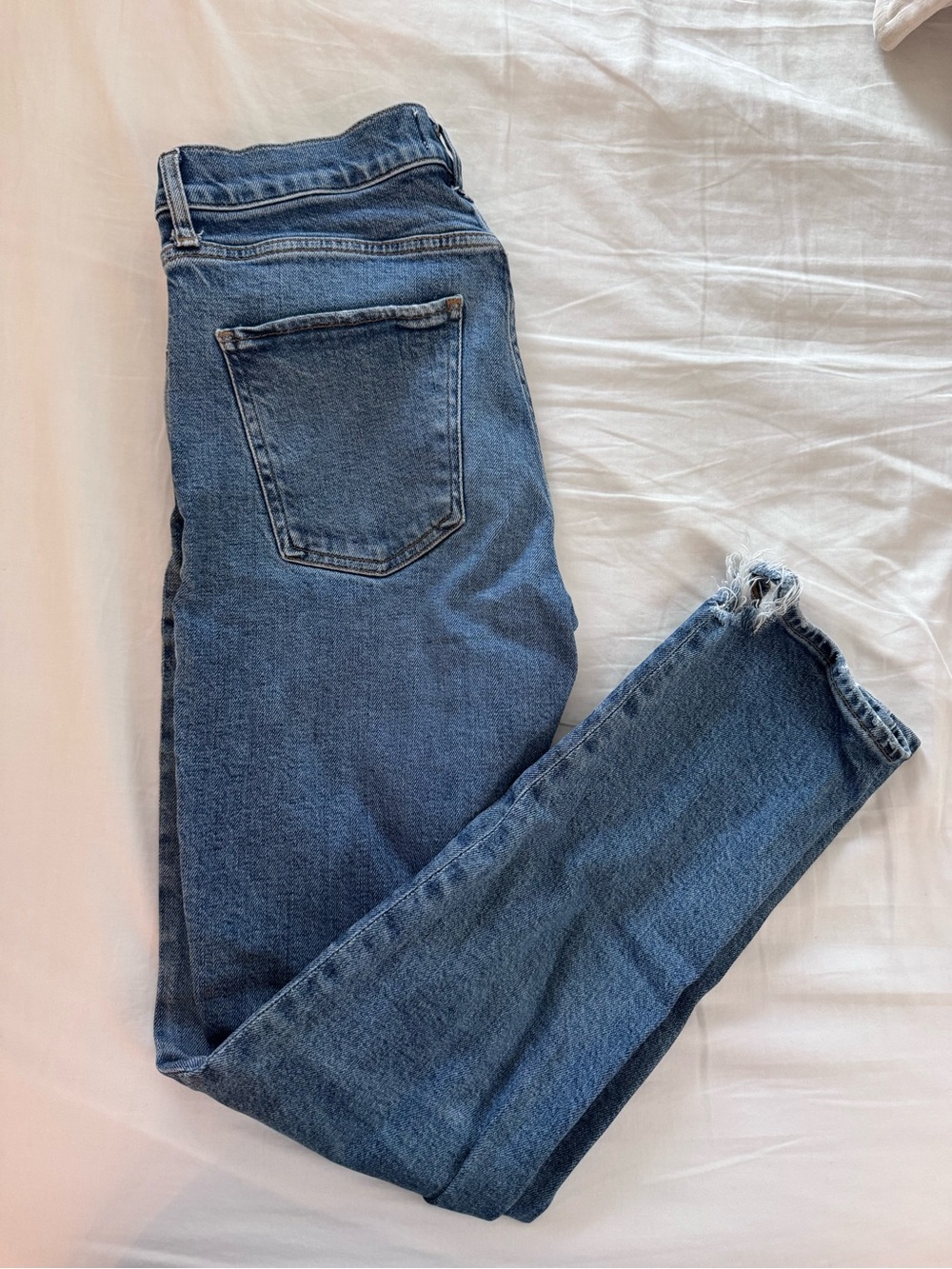 AGOLDE Medium Blue Cropped High-Rise Straight Jeans Size 27